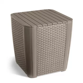 KETER Luzon Flat Wicker smėlio spalvos sodo staliukas / daiktadėžė