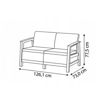 KETER Sodo sofa dvivietė Scandi Linea 2 vietų sofa, akmenų pilka/šviesiai smėlio spalvos