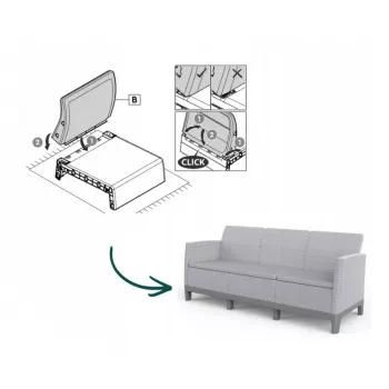 KETER Scandi Form 3 vietų sodo sofa, šviesiai pilka/tamsiai plieno pilka