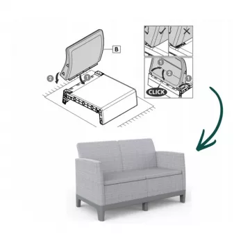 KETER Sodo sofa dvivietė Scandi Form 2 vietų sofa šviesiai pilka/tamsiai plieno pilka