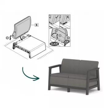 KETER Scandi Linea dvivietė sodo sofa, pilka