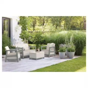 KETER Scandi Linea 2 vietų sodo baldų komplektas – pebble grey/sage green stone tone