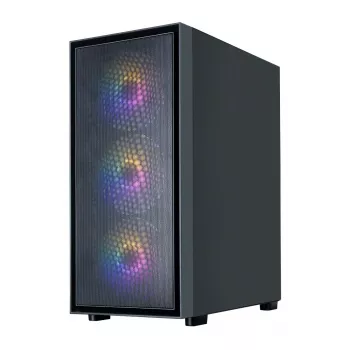 Zalman S6 juodas ATX Mid Tower kompiuterio korpusas su 4 ARGB ventiliatoriais ir grūdinto stiklo šonu