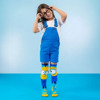 MADMIA NB001 vaikiškos kelnių kojinės su Minions 3D akinių dizainu