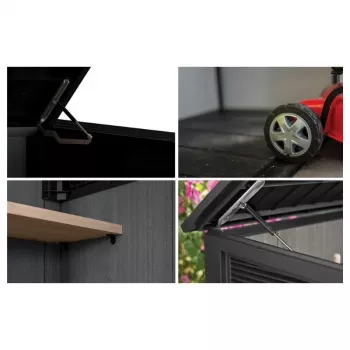Keter Deco Horizontal Shed pelenų medienos spalvos sodo sandėliukas