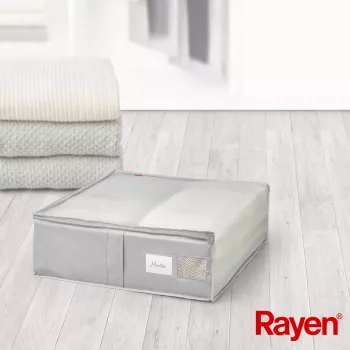 RAYEN Premium pilkos spalvos antklodžių dėžė 65x55x20cm