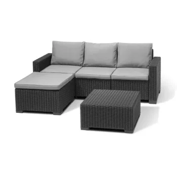 KETER California Chaise Lounge sodo kampinė sofa su stalu, pilka
