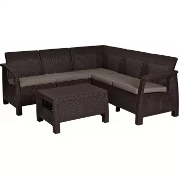 KETER Corfu Relax Set sodo baldų komplektas, rudos spalvos