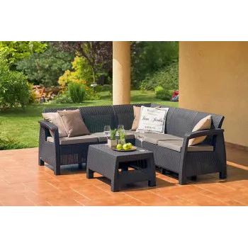 KETER Corfu Relax Set sodo baldų komplektas, rudos spalvos