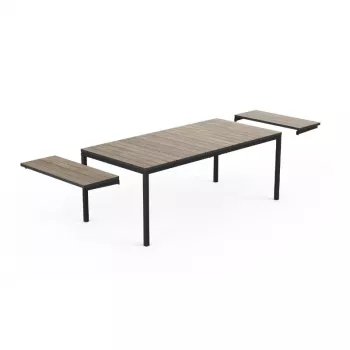 Keter Deco Porto Nova ištraukiamas sodo stalas 200–280 cm, uosio medienos atspalvio/ juodas