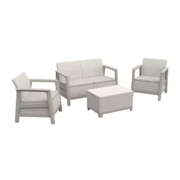 KETER sodo baldų rinkinys Scandi Linea 2 vietų rinkinys pebble grey/light beige