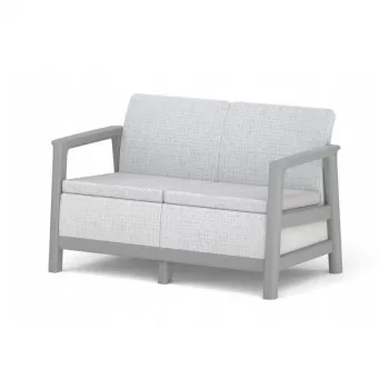 KETER sodo sofa dvivietė Scandi Linea 2 Seater Sofa šviesiai pilka/tamsiai plieno pilka