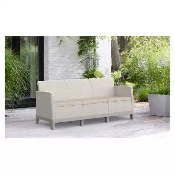 KETER Scandi Form 3 vietų sodo sofa, pebble pilka/šviesiai smėlio spalvos