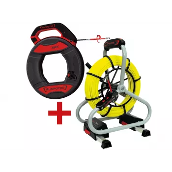 RUNPOTEC 11120 stiklo pluošto kabelių traukimo strypų rinkinys su Runpo 5 glider antgaliu, 30 m, 130 kg tempimo jėga, RTG Ø 6 mm sriegis