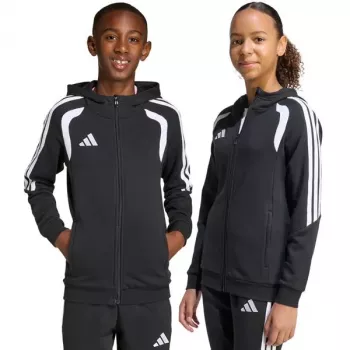 adidas Tiro 26 League Sweat Full Zip Hoodie vaikiškas džemperis su užtrauktuku, juodas, KF3324, 164cm