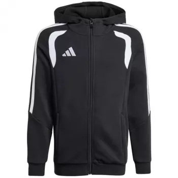 adidas Tiro 26 League Sweat Full Zip Hoodie vaikiškas džemperis su užtrauktuku, juodas, KF3324, 164cm