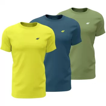 Vyrų marškinėliai 4F M4217, 3 vienetų rinkinys, geltoni, mėlyni, žali, 4FWSS26TTSHM4217 90S, 2XL