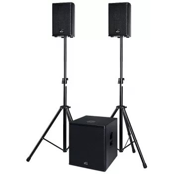 ACT SOL8SISAS Solton ACT SAT aktyvi 2.1 PA sistema, 1000W RMS, su 15 colių subwooferiu ir 8 colių palydovinėmis kolonėlėmis