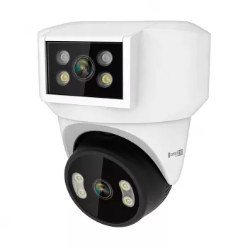 KRUGER & MATZ WiFi kamera Kruger&Matz Connect C180 su 2 objektyvais, PTZ 360°, 2K, Tuya Smart Life, spalvotas vaizdas naktį, audio, AI