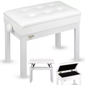 V-TONE PB4 WH balta piano kėdė su dirbtinės odos sėdyne