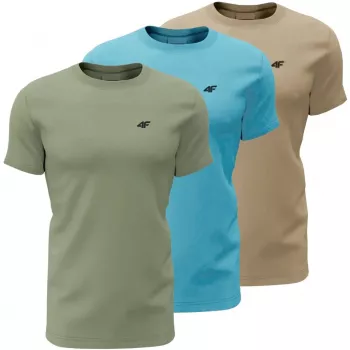 4F M4481 vyriški marškinėliai 3 pak. žali, mėlyni, smėlio spalvos 4FWSS26TTSHM4481 90S 4XL