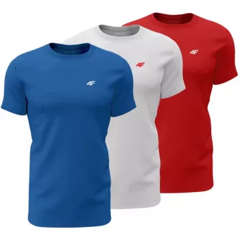 4F M4482 vyriški marškinėliai, 3 pakas, mėlyni, balti, raudoni, 2XL