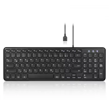 Perixx PERIBOARD-213 DE B laidinė USB klaviatūra, vokiška (QWERTZ) išdėstymas, žirklinis mechanizmas, juoda