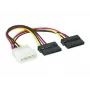 EXSYS SATA maitinimo Y-kabelis 4-Pin Molex į 2x 15-Pin SATA, 15cm EX-K3611