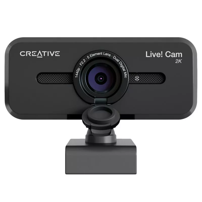 Creative Live! Cam Sync V3 2K QHD internetinė kamera su dviem mikrofonais ir privatumo sklende, juoda