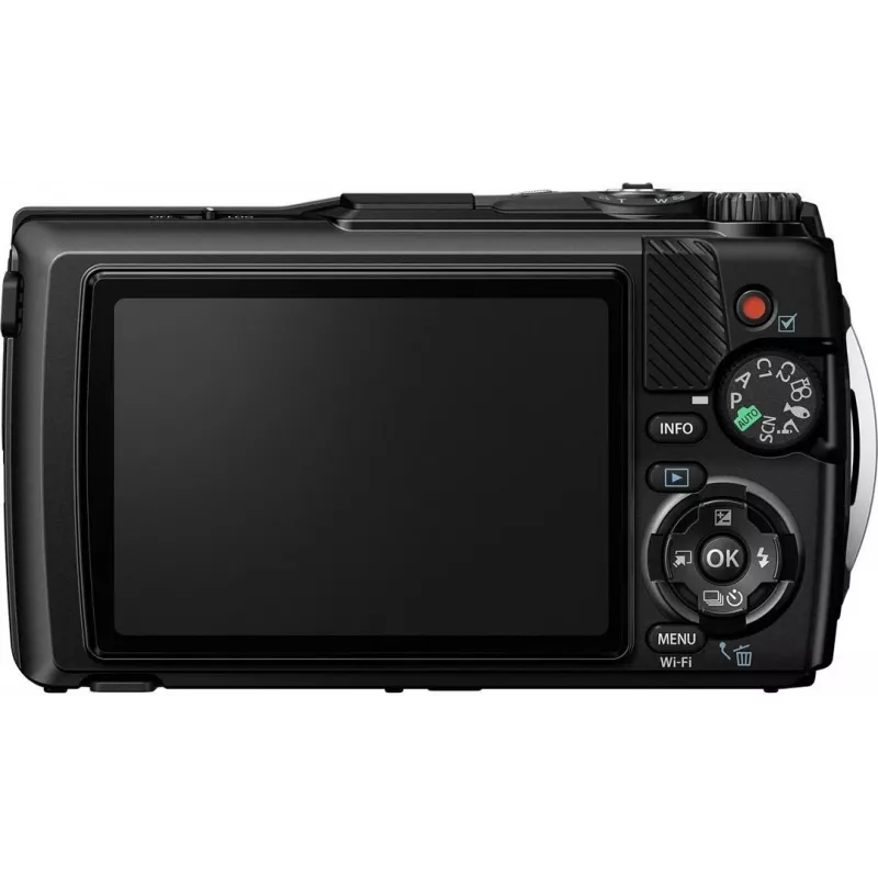 OM System Tough TG-7 juodas atsparus smūgiams kompaktiškas fotoaparatas, 12 MP, 4K vaizdo įrašai, atsparus vandeniui iki 15 m