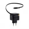 EFB Elektronik G352CE 35W GaN USB-C sieninis įkroviklis su ištraukiamu 0,7 m kabeliu, PD3.0 ir QC3.0, juodas