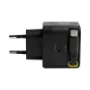 EFB Elektronik G352CE 35W GaN USB-C sieninis įkroviklis su ištraukiamu 0,7 m kabeliu, PD3.0 ir QC3.0, juodas
