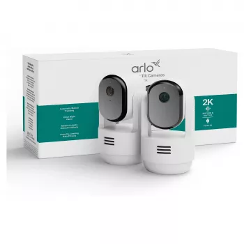 Arlo Essential 3 2K Pan-Tilt-Zoom vidinė apsaugos kamera (2 vnt., balta)