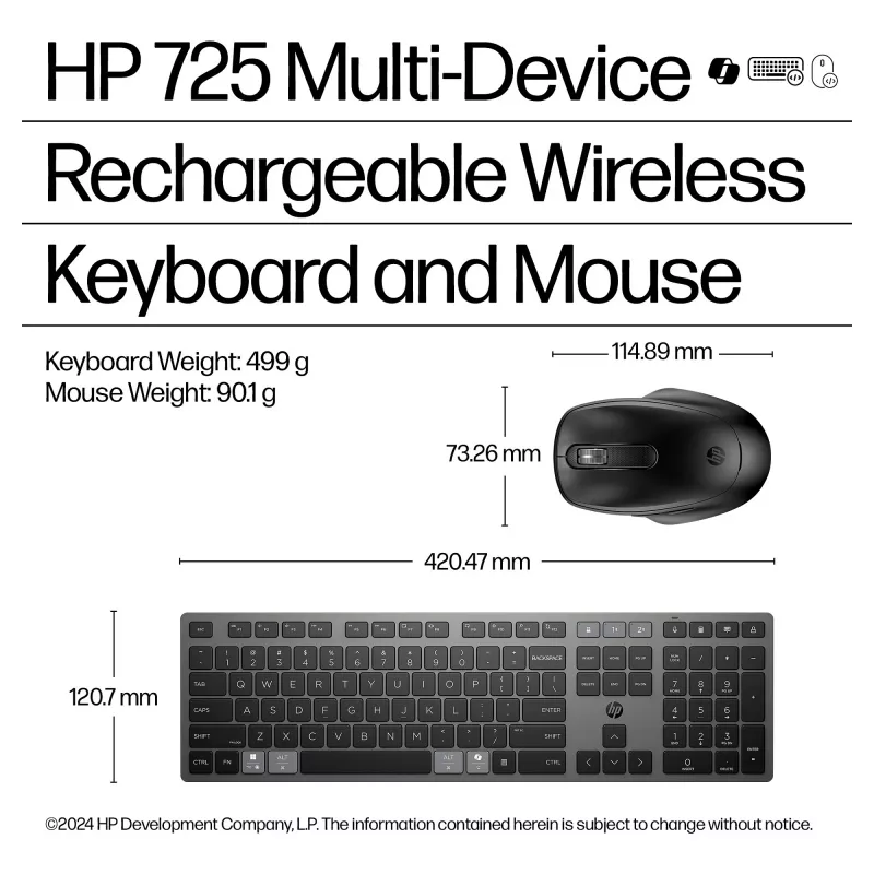HP 720 daugiaįrenginė belaidė klaviatūra ir pelė - Twilight Black 9T5A9AA#ABD