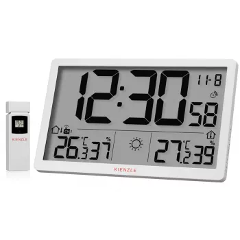 KIENZLE Jumbo NEO LCD orų stotelės sieninis laikrodis baltas