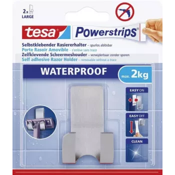 tesa Powerstrips WAVE WATERPROOF nerūdijančio plieno skustuvo laikiklis, 1 vnt.