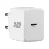 EFB Elektronik G201CE 20W USB-C GaN sieninis įkroviklis su 2m USB-C kabeliu, PD3.0 ir QC3.0, baltas