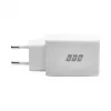 EFB Elektronik G452CE 45W dvigubas USB-C GaN sieninis įkroviklis su 2 m USB-C kabeliu, baltas