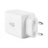 EFB Elektronik G452CE 45W dvigubas USB-C GaN sieninis įkroviklis su 2 m USB-C kabeliu, baltas