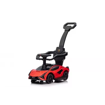 LEAN TOYS Lamborghini QLS-996T važiuojamasis automobilis su stūmimo rankena, raudonas