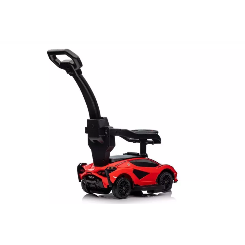 LEAN TOYS Lamborghini QLS-996T važiuojamasis automobilis su stūmimo rankena, raudonas