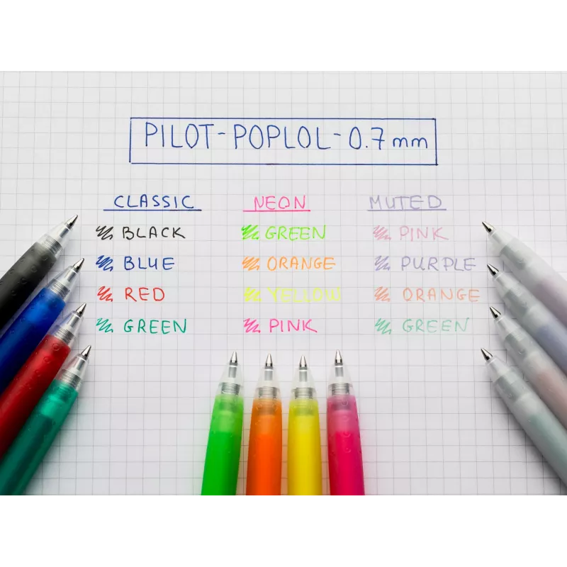 PILOT pop'lol gelinis rašiklių rinkinys Pastel 0,4 mm, įvairių spalvų, 4 rašikliai (BL-PL-7-KUV/P/O/G-S4P)