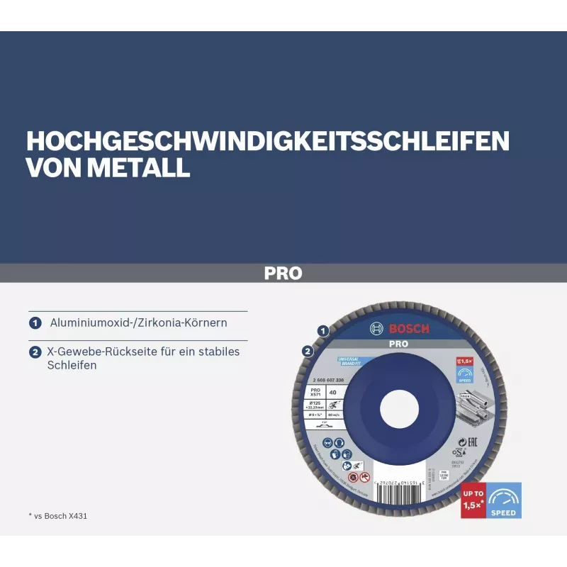 Bosch X571 Best for Metal šlifavimo diskas su žiedlapiais 125 mm P80 cirkonio aliuminio oksidas 2608607338