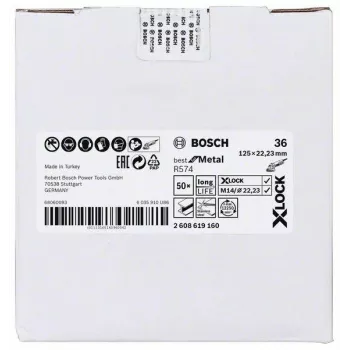 Bosch Best for Metal R574 pluoštinis diskas 125 mm X-LOCK, grūdėtumas 36, 2608619160