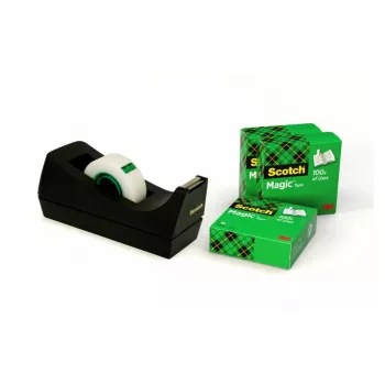 3M Scotch C38 juodas juostos dozatorius su 4 ritinėliais 810 Magic Tape 19 mm x 33 m C38SM4S