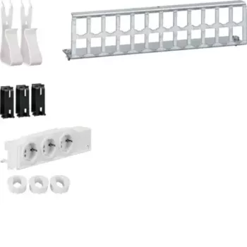 HAGER UM00M4 multimedijos lauko rinkinys su 3 Schuko rozetėmis ir 12 RJ45 prievadų, baltas