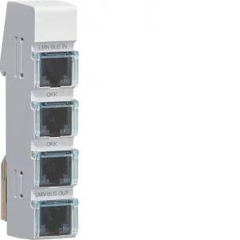 Hager LMN magistralės modulis, 4x RJ12 lizdai, pasyvus, be maitinimo šaltinio ZZ12LMN04P