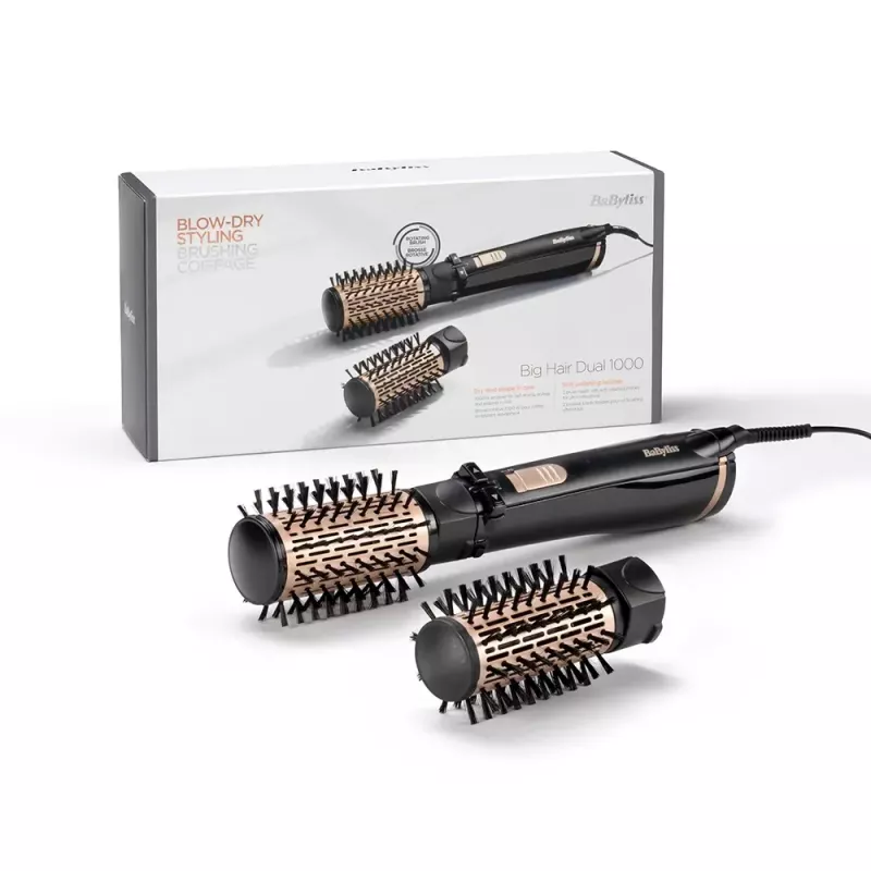BaByliss Big Hair Dual Rotating Hot Air Styler, 1000 W, juodas/auksinis