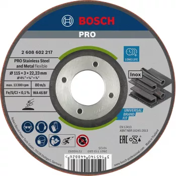 Bosch WA 46 BF pusiau lankstus šlifavimo diskas, 115 mm x 22,23 mm x 3 mm, baltasis aliuminio oksidas, rezinolio rišiklis 2608602217