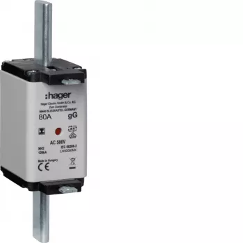 HAGER LNH2080MK NH tipo saugiklis 80A 500V gG dydis 2C su indikatoriumi